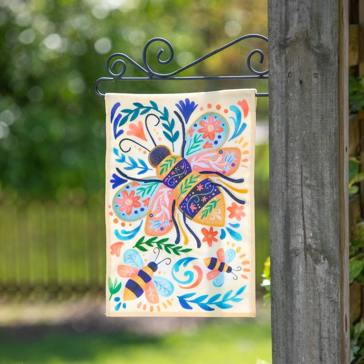 Patterned Bee Garden Flag 2 Sided heartlandflags