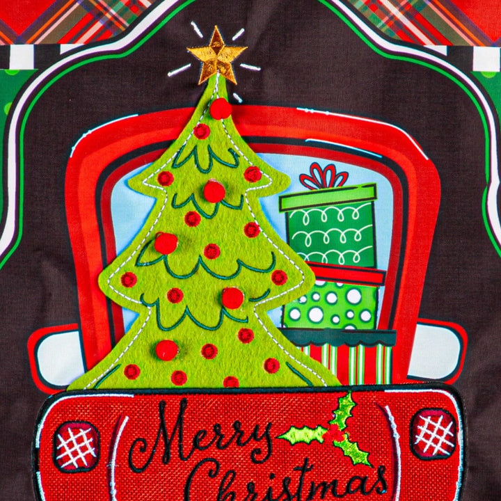 Patterned Christmas Truck Garden Flag 2 Sided Merry Christmas heartlandflags