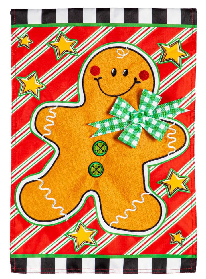 Patterned Gingerbread Man Christmas Garden Flag 2 Sided heartlandflags