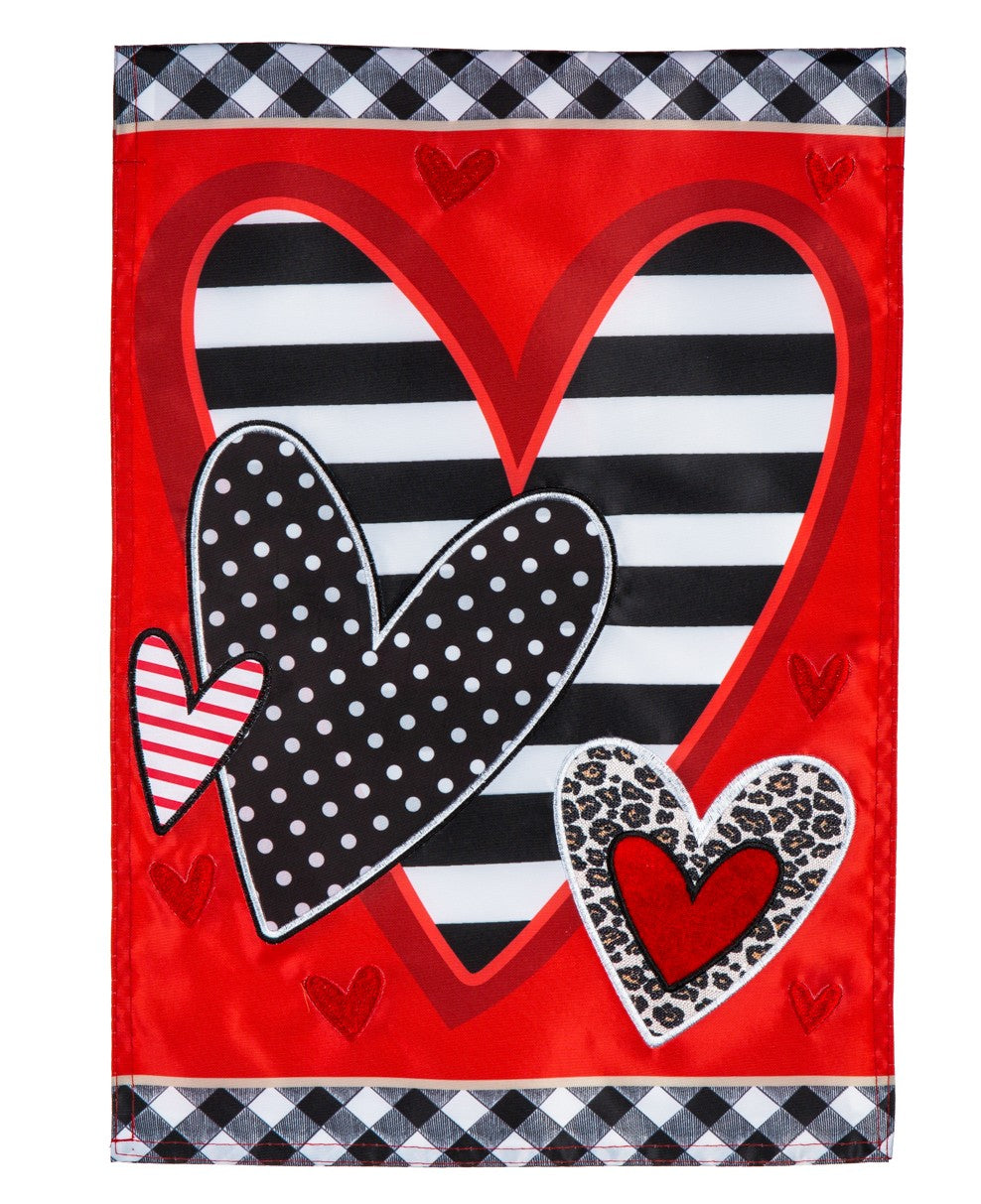 Patterned Heart Garden Flag 2 Sided heartlandflags