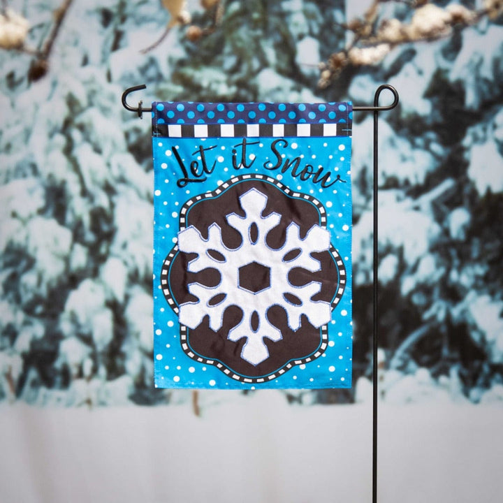 Patterned Snowflake Garden Flag 2 Sided Let It Snow heartlandflags