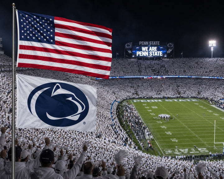 Penn State Flag 3x5 Logo White heartlandflags