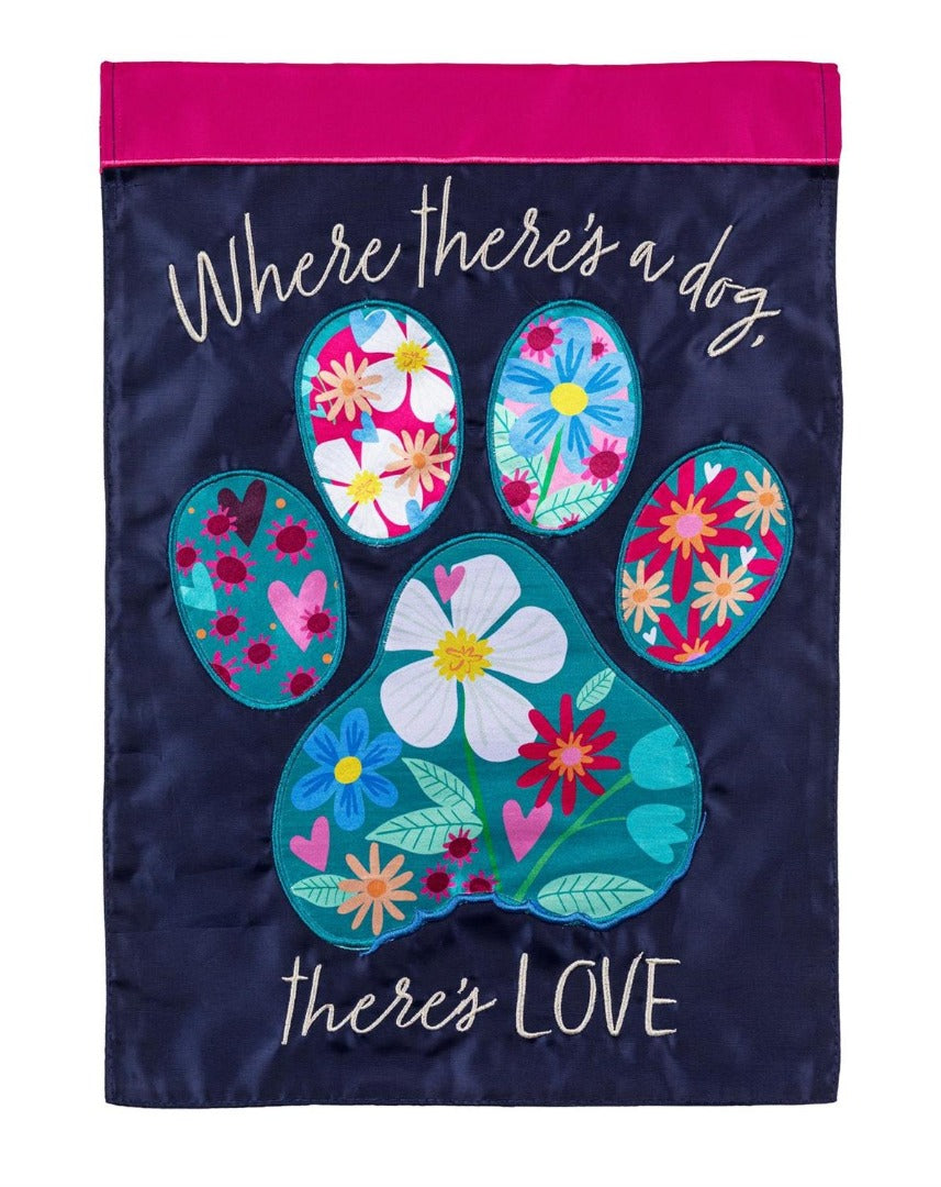 Pet Central Floral Paw Print 2-Sided Applique Garden Flag | 12.5x18 heartlandflags