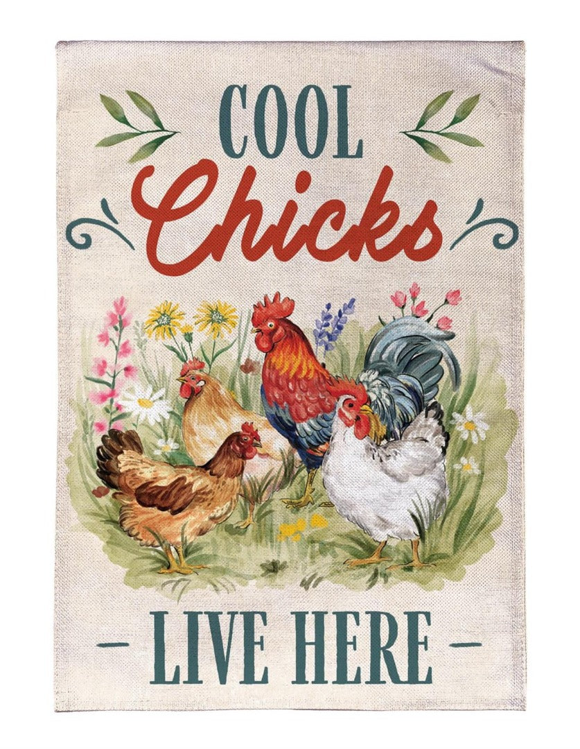 Petal & Plow Cool Chicks 2 Sided Garden Flag heartlandflags
