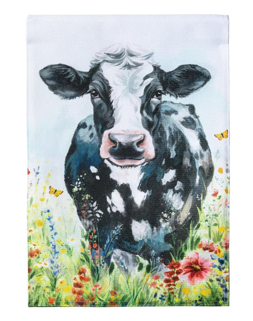 Petal & Plow Floral Cow 2 Sided Garden Flag heartlandflags