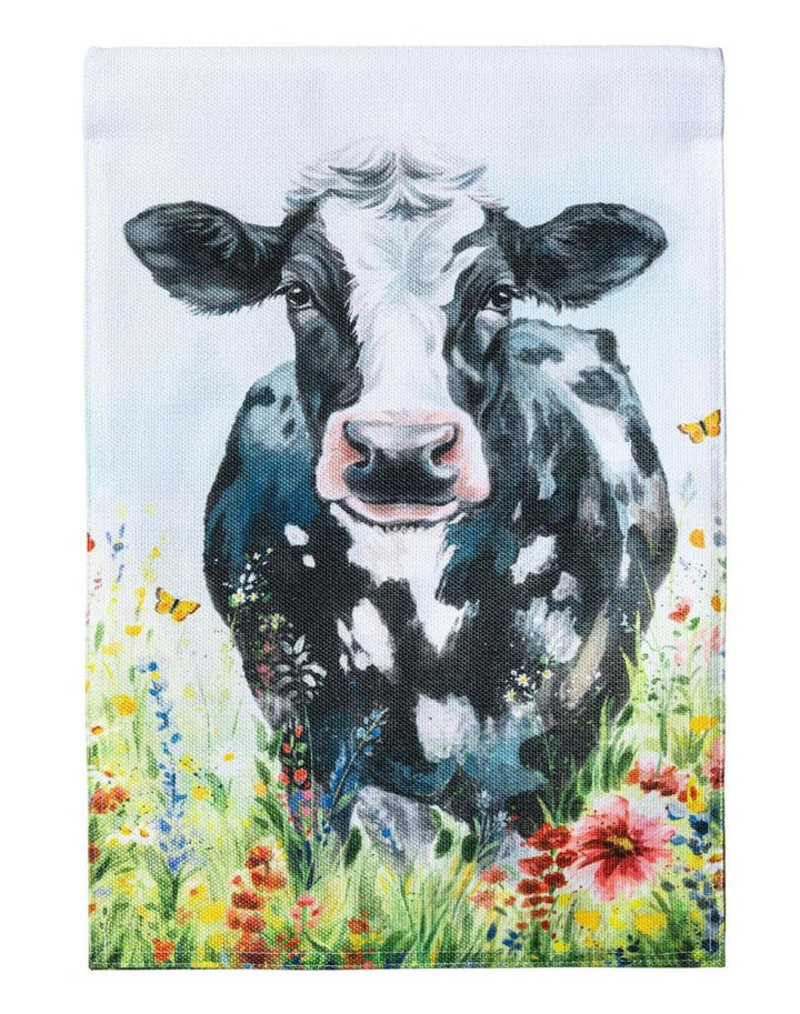 Petal & Plow Floral Cow 2 Sided Garden Flag heartlandflags