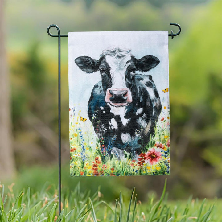 Petal & Plow Floral Cow 2 Sided Garden Flag heartlandflags