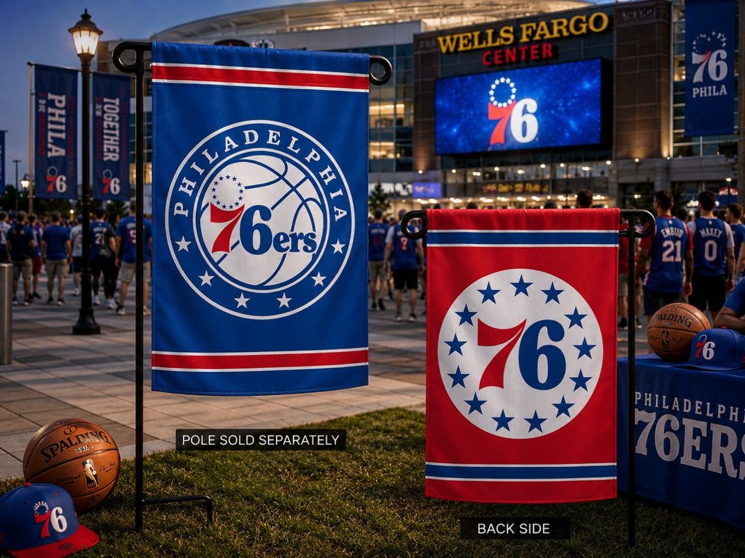 Philadelphia 76ers Garden Flag 2 Sided Logo heartlandflags