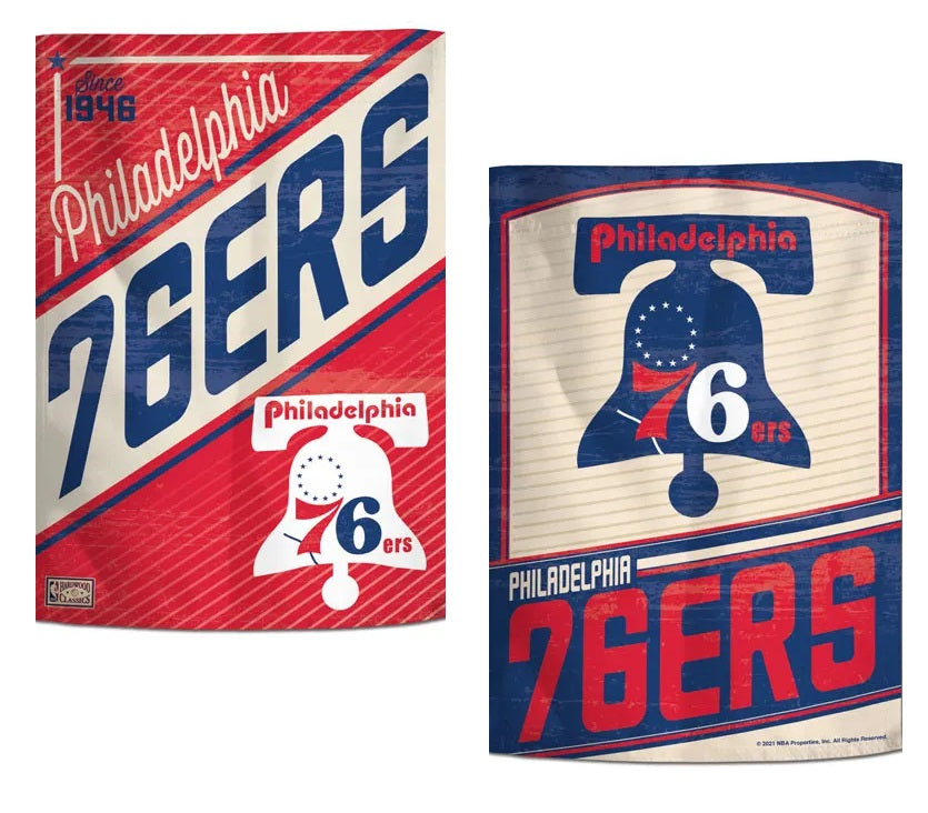 Philadelphia 76ers Garden Flag 2 Sided Retro Logo heartlandflags