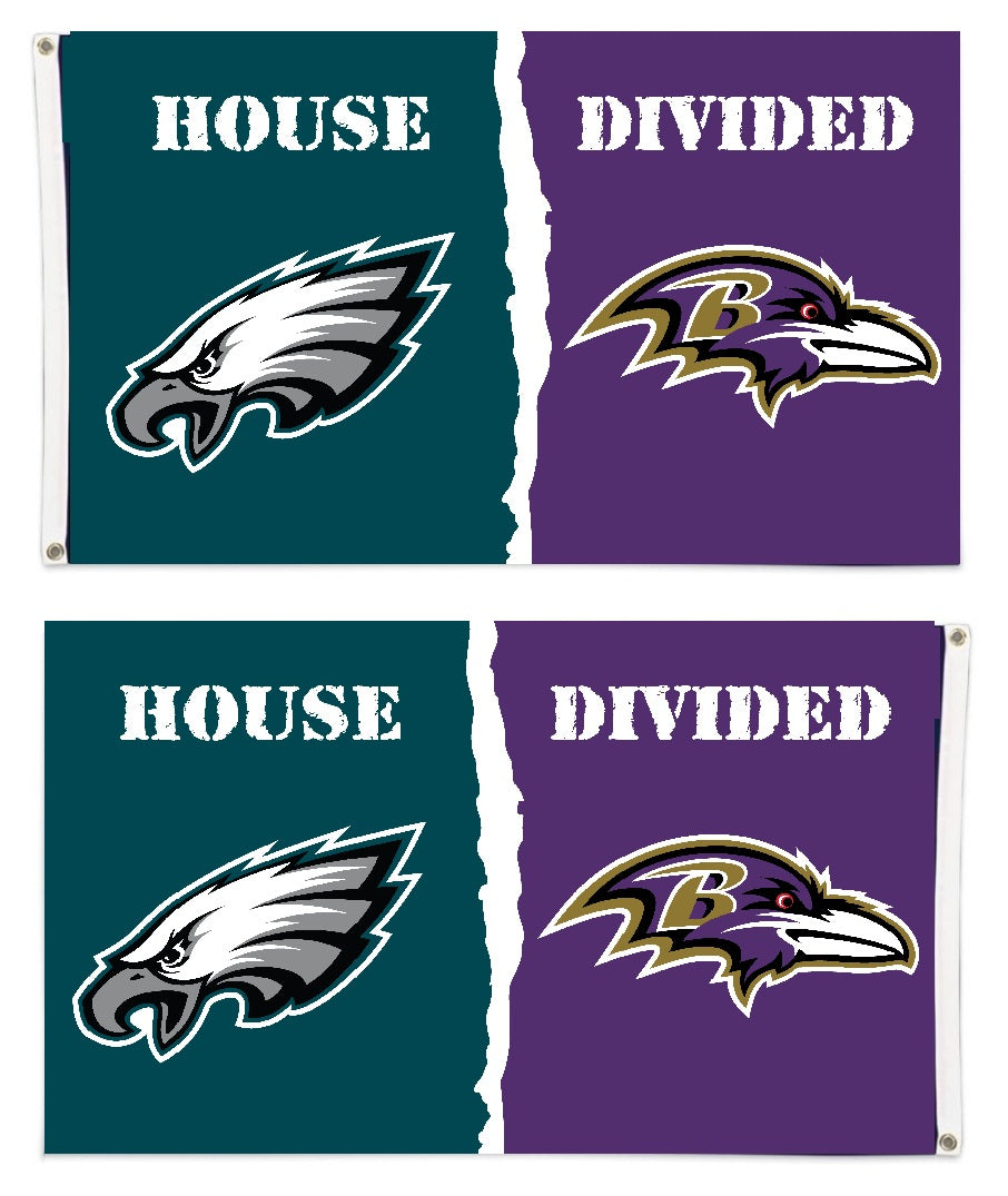 Philadelphia Eagles - Baltimore Ravens 2 Sided House Divided 3x5 Flag heartlandflags