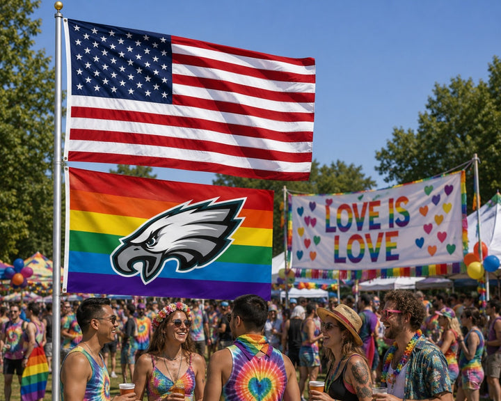 Philadelphia Eagles Flag 3x5 Pride Rainbow heartlandflags