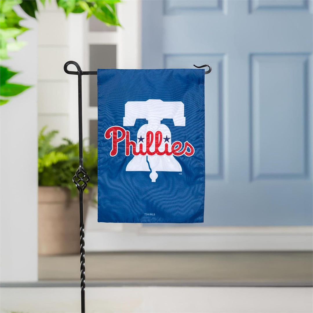 Philadelphia Phillies Garden Flag on stand at front door