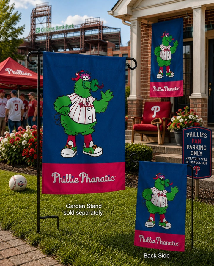 Phillie Phanatic 2 Sided Embroidered Garden Flag heartlandflags