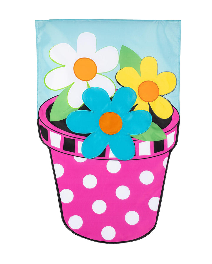 Pink Dot Flower Pot 2 Sided Banner heartlandflags