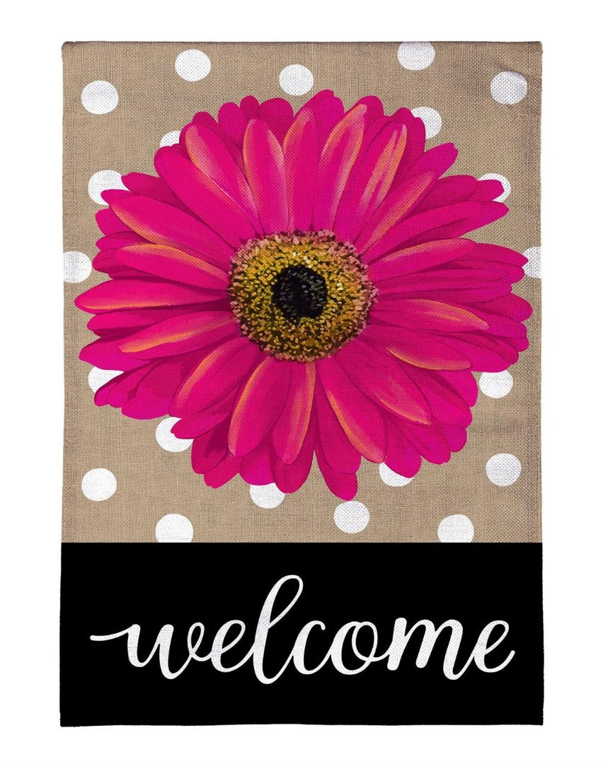 Pink Gerbera Dots 2 Sided Garden Flag heartlandflags