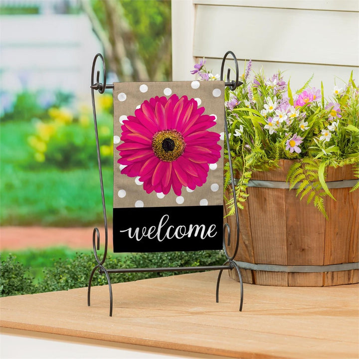 Pink Gerbera Dots 2 Sided Garden Flag heartlandflags