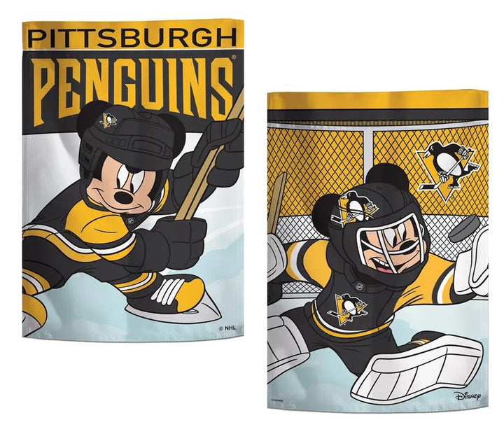 Pittsburgh Penguins Mickey Mouse 2 Sided Garden Flag heartlandflags