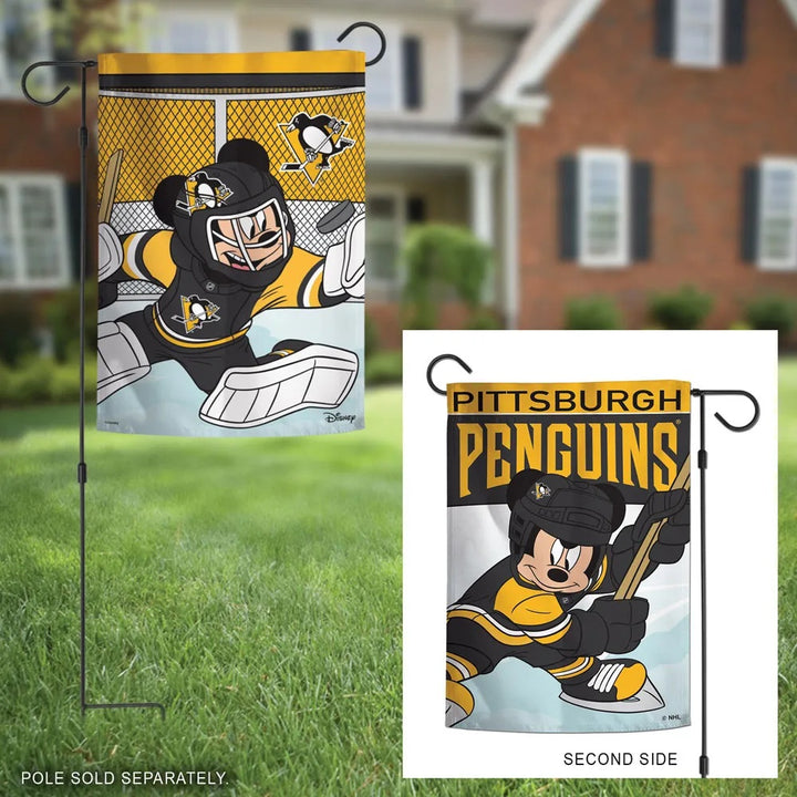 Pittsburgh Penguins Mickey Mouse 2 Sided Garden Flag heartlandflags