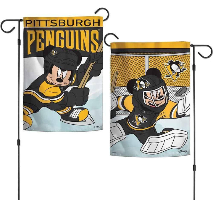 Pittsburgh Penguins Mickey Mouse 2 Sided Garden Flag heartlandflags