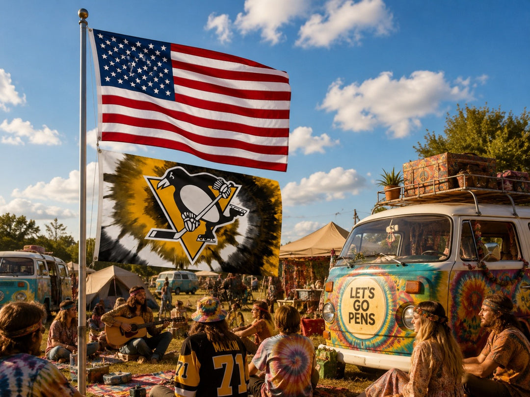 Pittsburgh Penguins Tie Dye 3x5 Flag heartlandflags