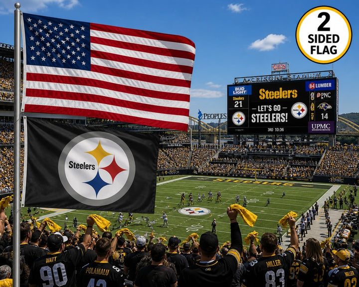 Pittsburgh Steelers 2 Sided 3x5 Black Flag heartlandflags