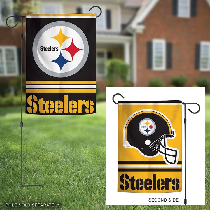 Pittsburgh Steelers 2 Sided Double Logo Garden Flag heartlandflags