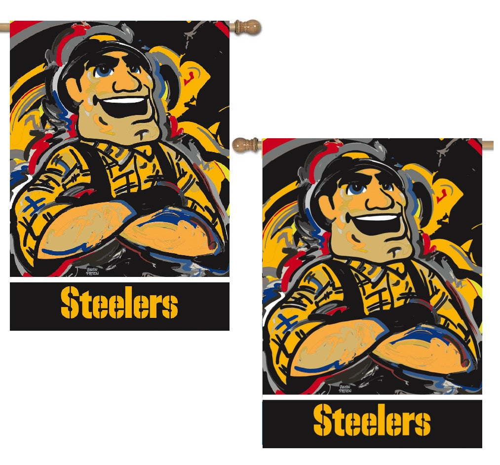 Pittsburgh Steelers 2 Sided House Banner Justin Patten heartlandflags