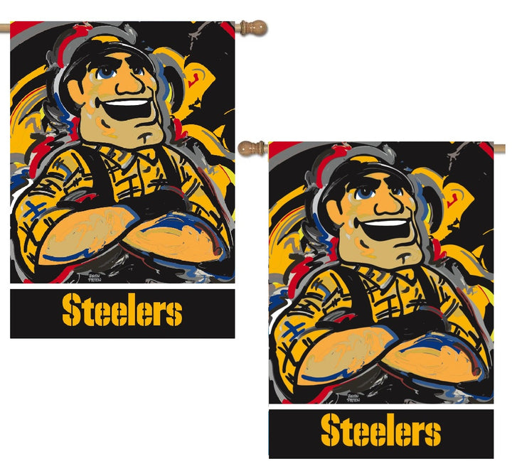 Pittsburgh Steelers 2 Sided House Banner Justin Patten heartlandflags
