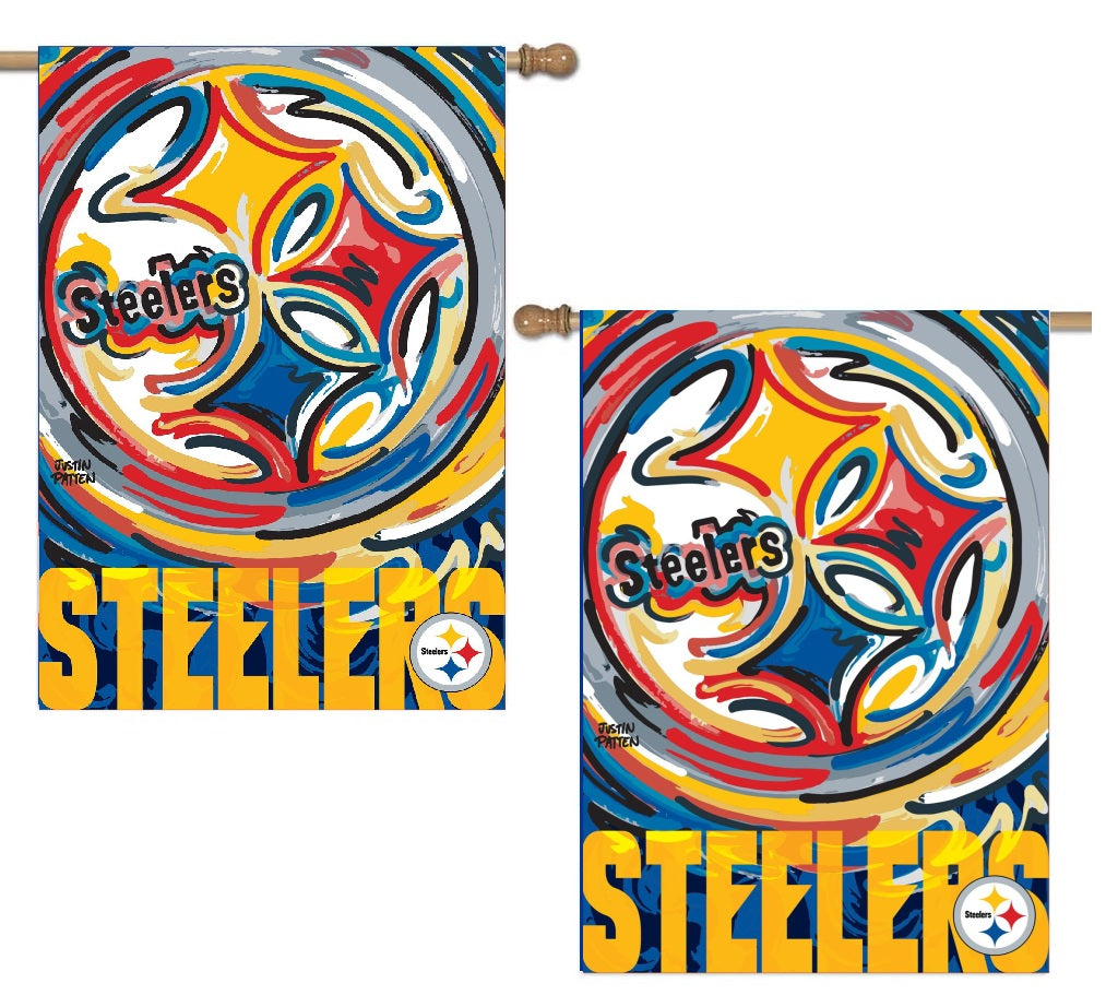 Pittsburgh Steelers 2 Sided Justin Patten Banner heartlandflags