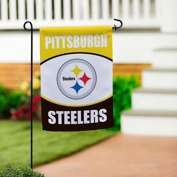 Pittsburgh Steelers 2 Sided Logo Garden Flag heartlandflags