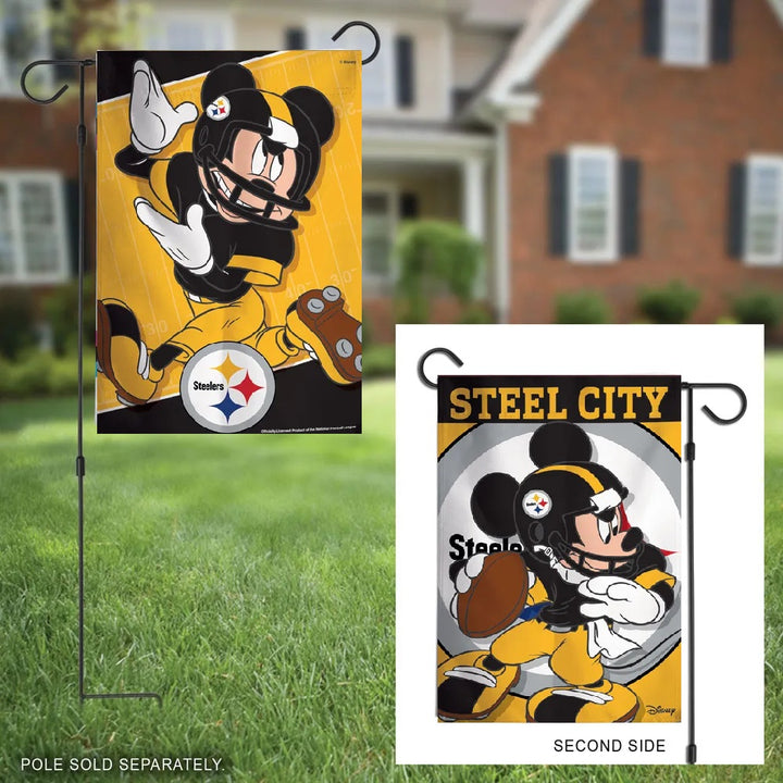 Pittsburgh Steelers Garden Flag 2 Sided Mickey Mouse Steel City heartlandflags
