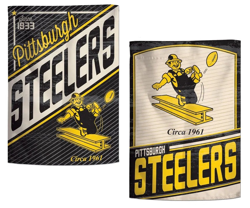 Pittsburgh Steelers Garden Flag 2 Sided Retro Classic Logo heartlandflags