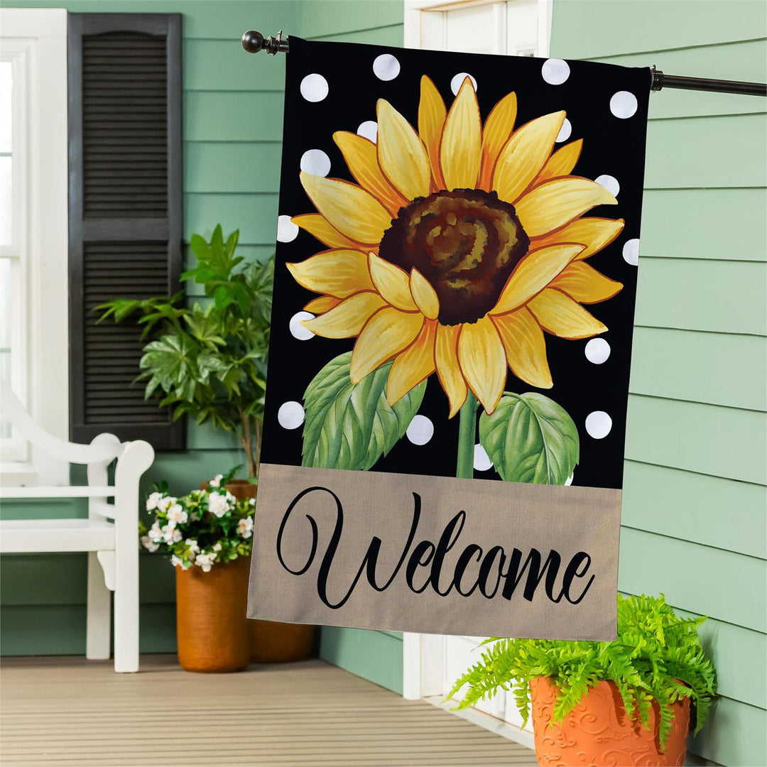 Polka Dot Sunflower 2 Sided Banner House Flag heartlandflags