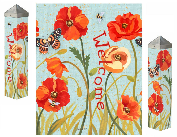 Poppy Butterfly Art Pole 20 Inches Tall heartlandflags