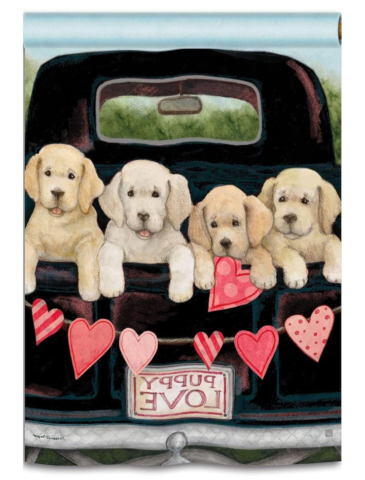 Puppy Love Valentine Banner heartlandflags