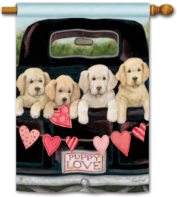 Puppy Love Valentine Banner heartlandflags