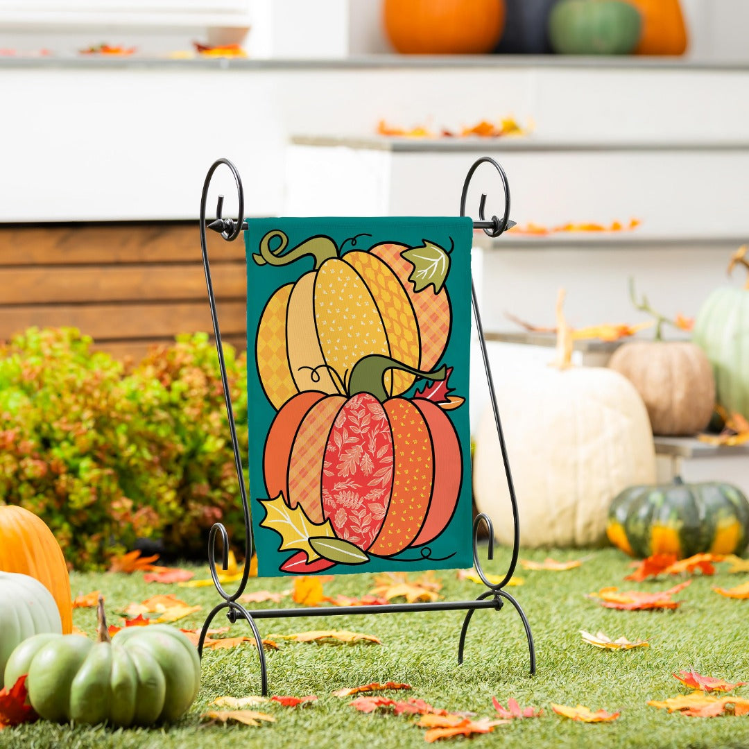 Quilted Pumpkins 2 Sided Garden Flag heartlandflags