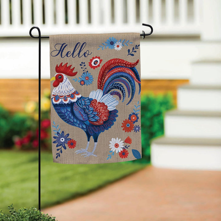 RWB Rooster 2 Sided Garden Flag heartlandflags