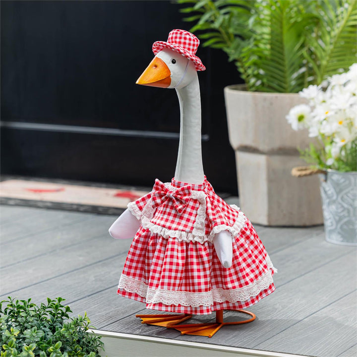 Red Gingham Dress Porch Goose Outfit heartlandflags