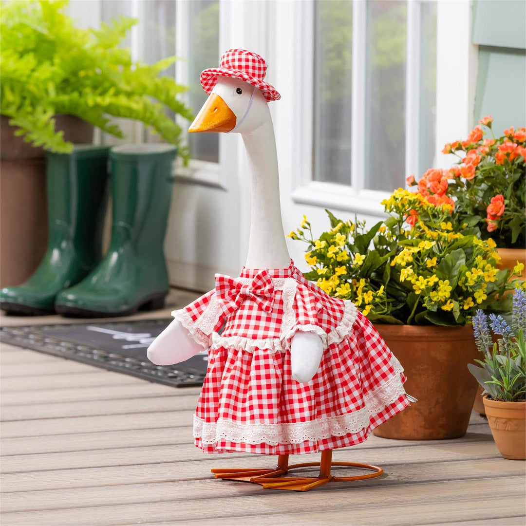 Red Gingham Dress Porch Goose Outfit heartlandflags