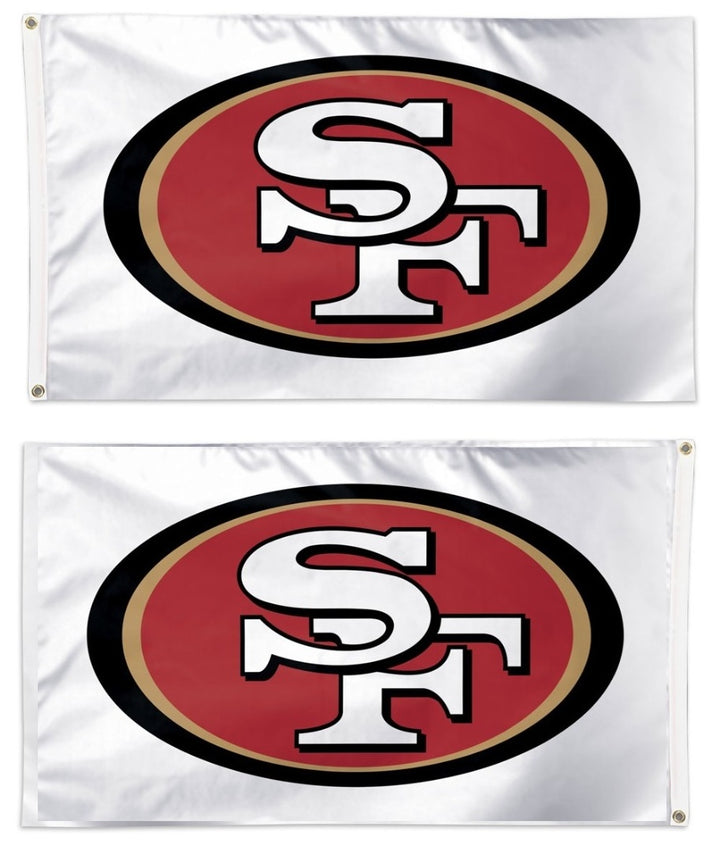 SF 49ers 2 Sided White 3x5 Flag heartlandflags