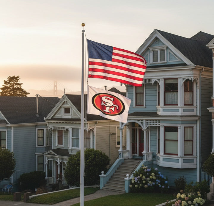 SF 49ers 2 Sided White 3x5 Flag heartlandflags