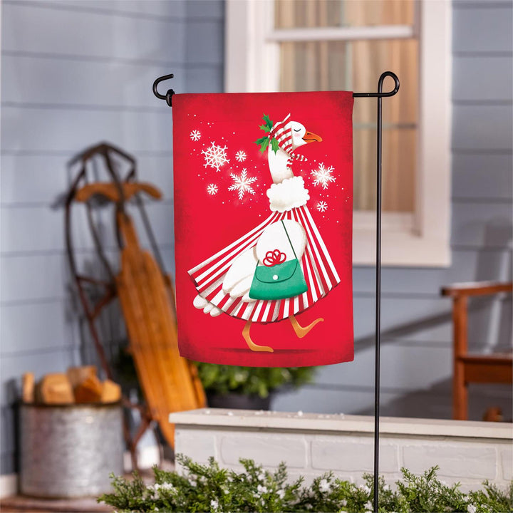 Prim Christmas Goose 2 Sided Garden Flag