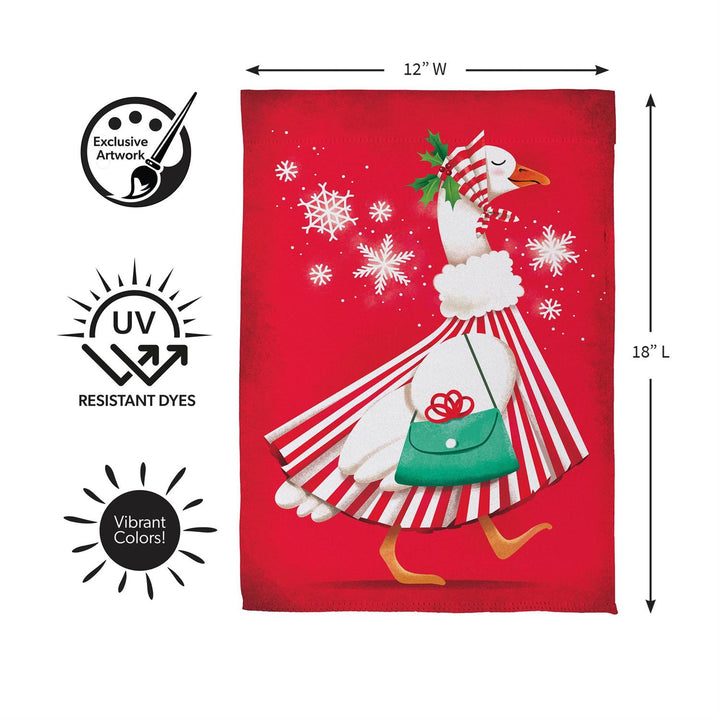 Prim Christmas Goose 2 Sided Garden Flag