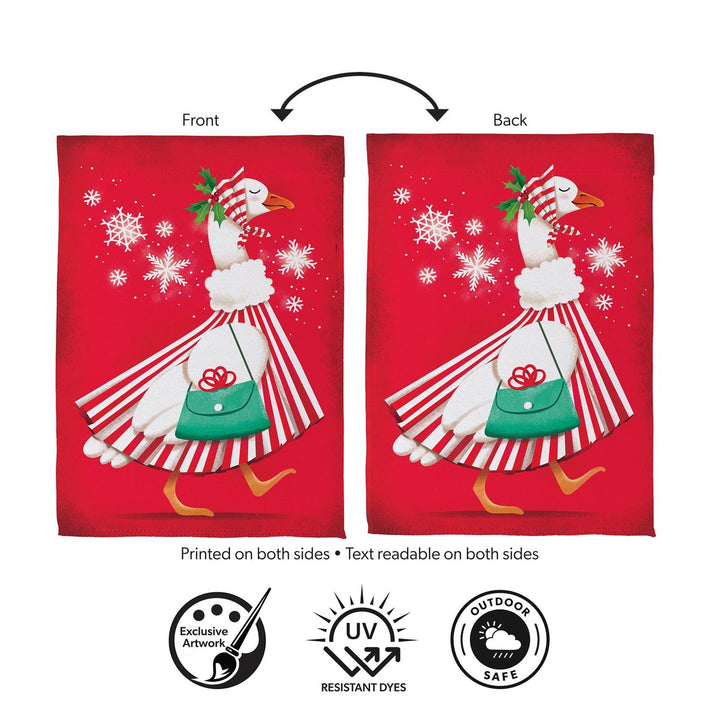 Prim Christmas Goose 2 Sided Garden Flag