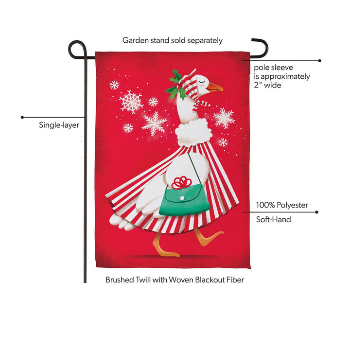 Prim Christmas Goose 2 Sided Garden Flag