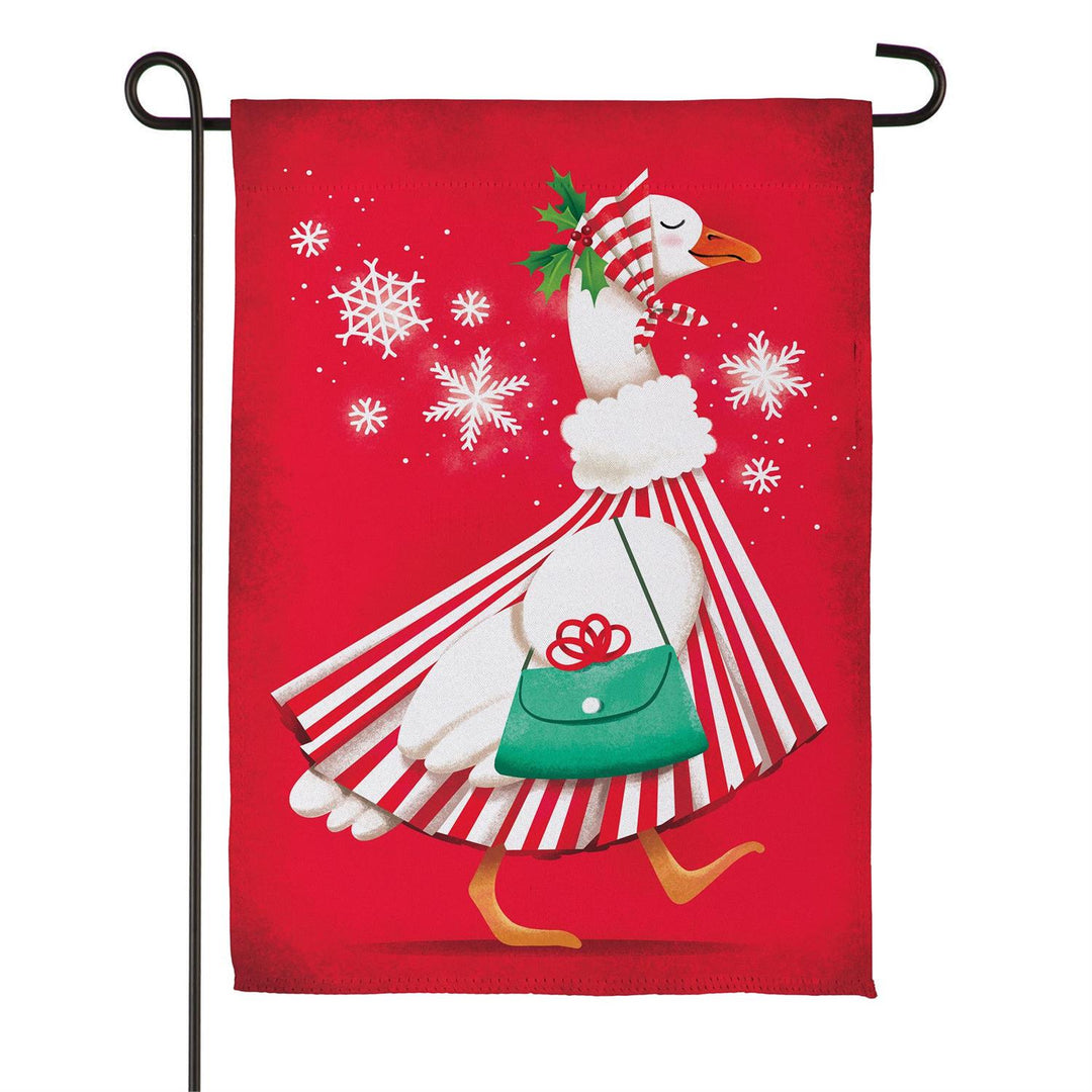Prim Christmas Goose 2 Sided Garden Flag