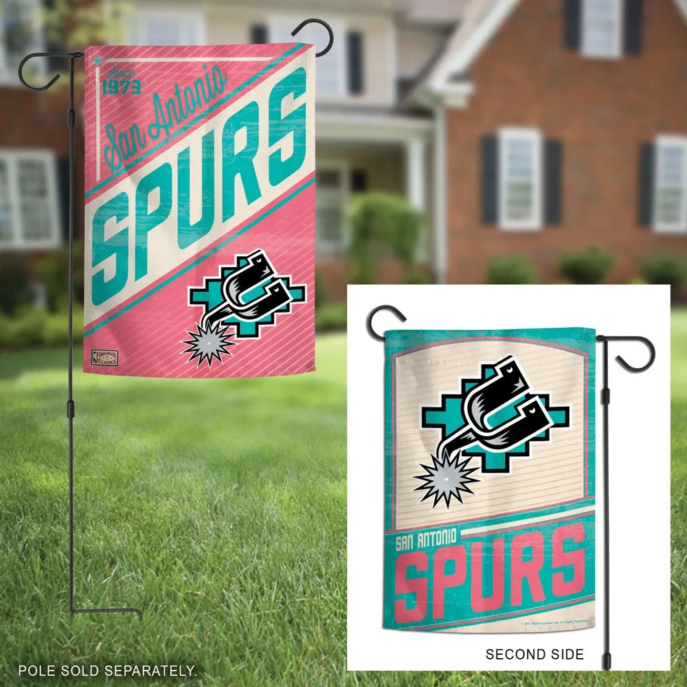 San Antonio Spurs Garden Flag 2 Sided Retro Logo heartlandflags
