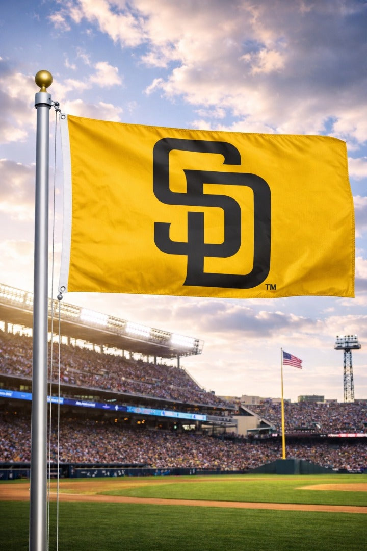 San Diego Padres Flag 3x5 SD Logo Yellow 2 Sided heartlandflags