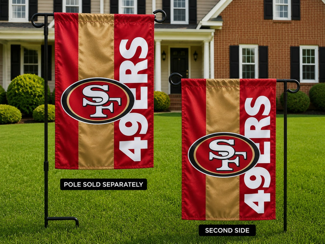 San Francisco 49ers Garden Flag 2 Sided Applique Embellished heartlandflags